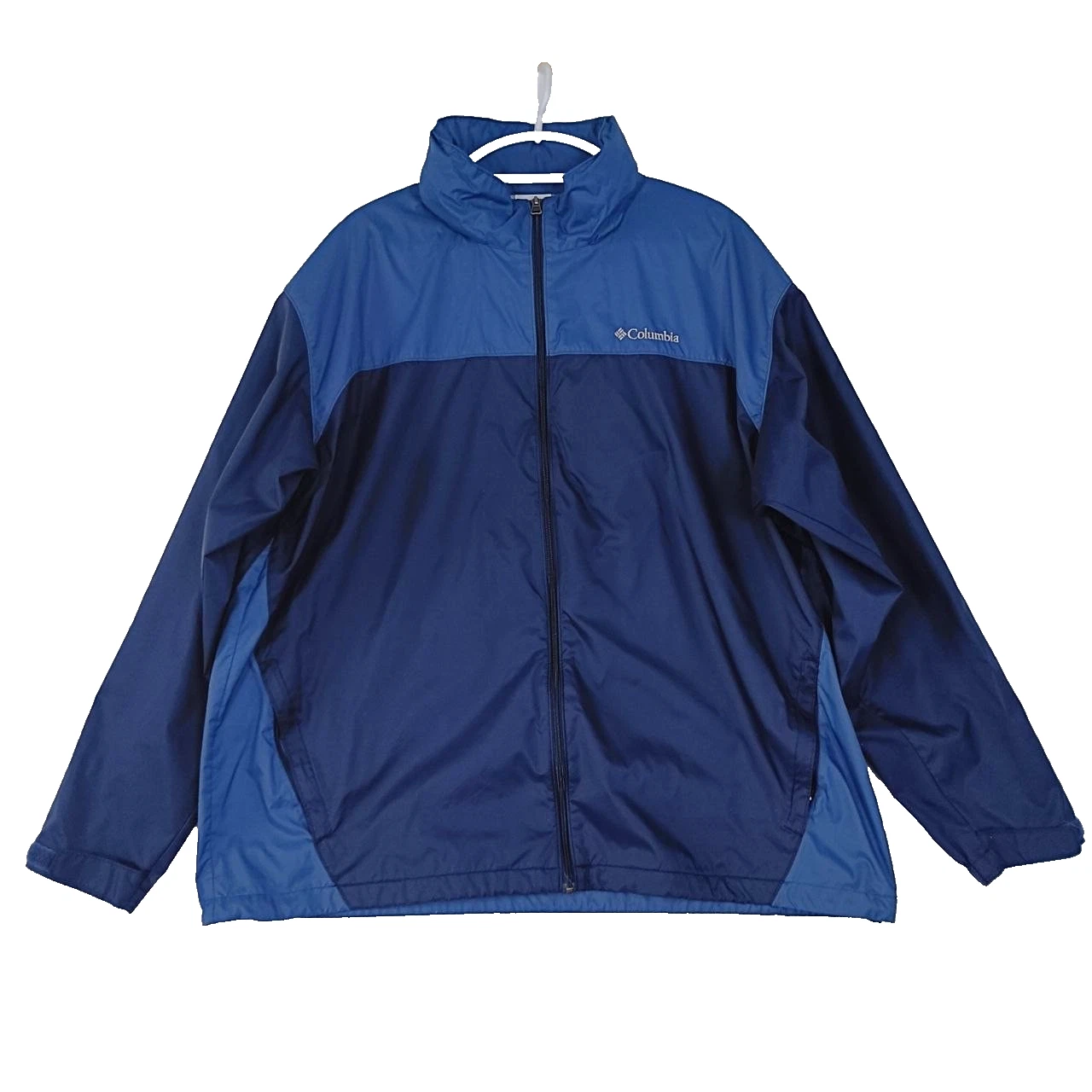 Columbia Glennaker Lake II Hooded Rain Jacket Men 2XL Blue Colorblock Waterproof