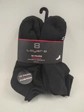 Layer 8 Men's 15 Pairs Black Cushion Socks Sizes 10-13 Oeko-Tex
