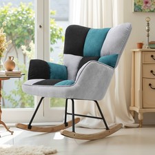 Schaukelstuhl Schaukelsessel Patchwork Sessel Schwingsessel mit Metallgestell