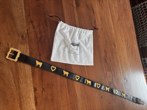 Moschino Redwall Swiss Appenzeller style belt with cows & hearts