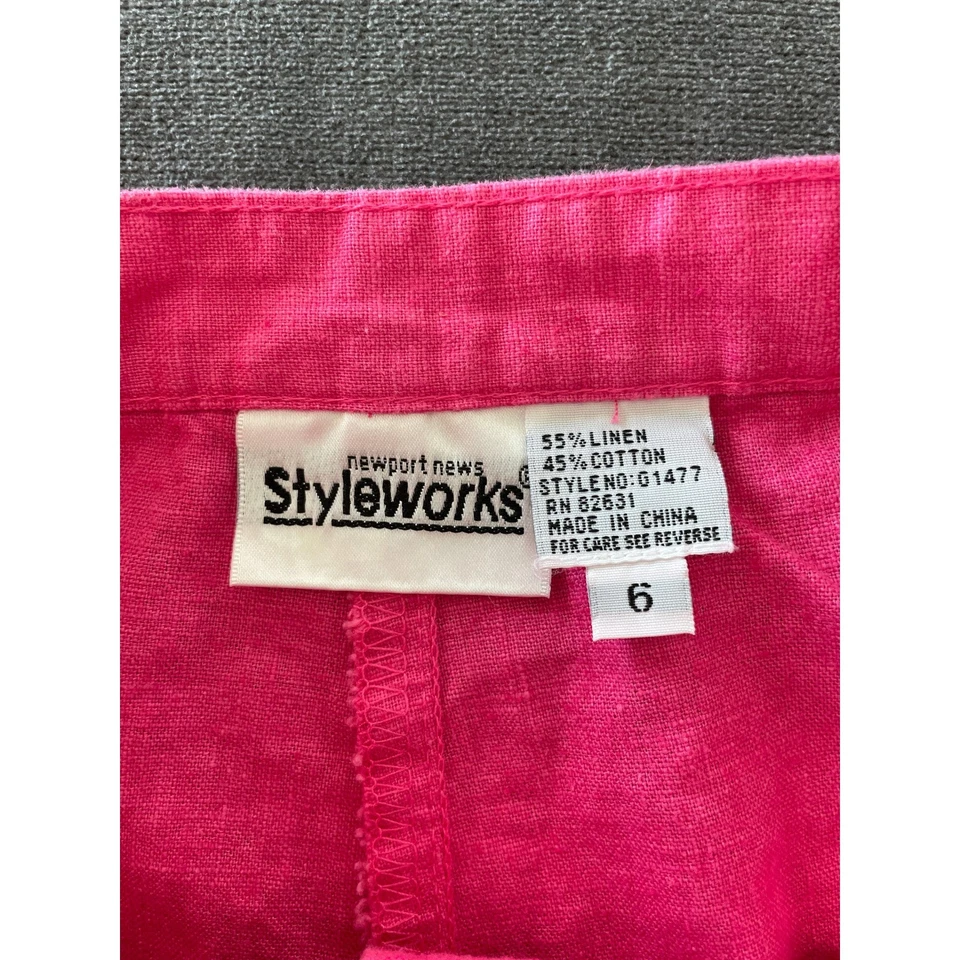 Falda corta vintage Newport News mezcla de lino talla 6 rosa intenso años 90 Y2K retro Barbiecore Foto 4 de 4