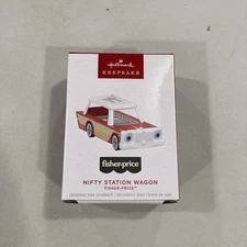 2024 Hallmark Nifty Station Wagon Fisher-Price Keepsake Ornament NEW Creased Box