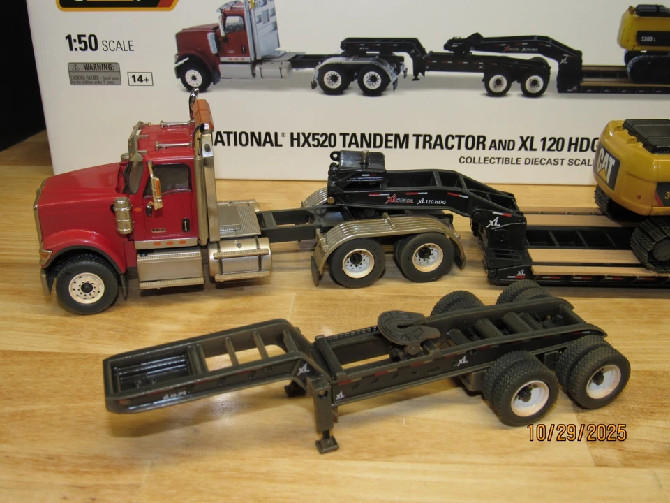 1:50 Diecast Masters "DIRTY" International HX520 w/Lowboy CAT 320D L Excavator - Image 4 of 4