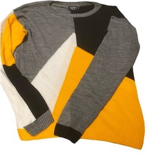 Boohoo Men’s Medium Knitted Style Grey / Yellow / White / Black Jumper