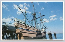 Vintage Plimoth Plantation Mayflower II Replica Postcard Plymouth MA