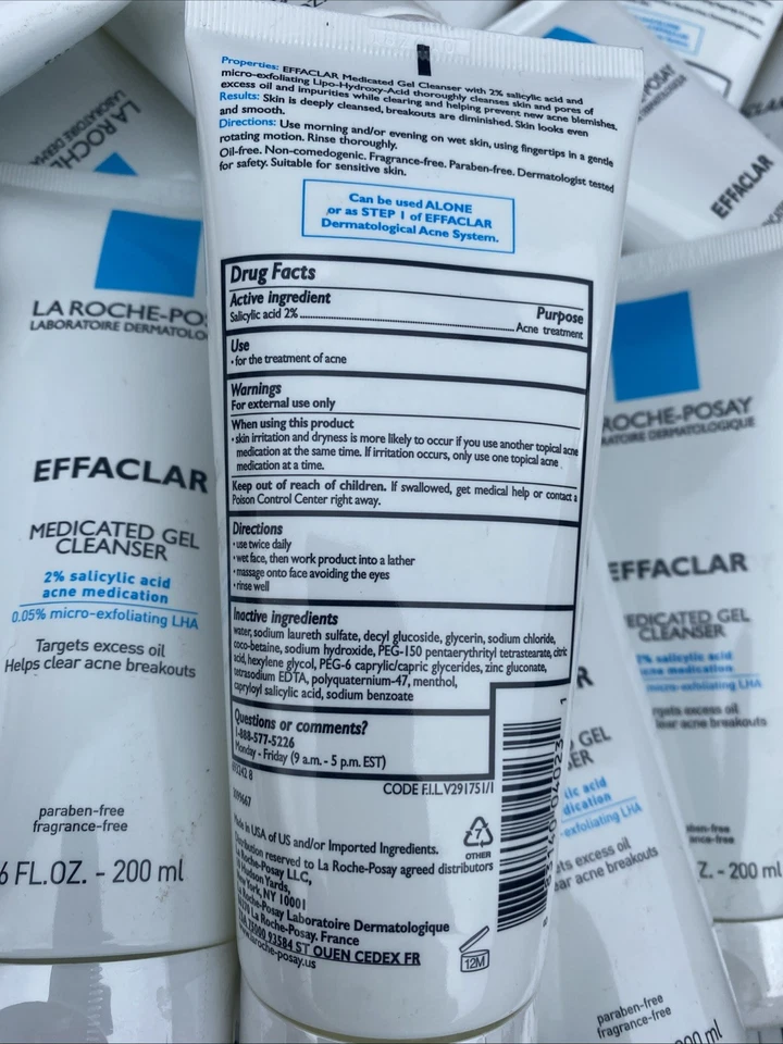2 Bottles La Roche Posay Effaclar Medicated Gel Acne Cleanser 6.76oz Exp 4-2028 - Image 2 of 2