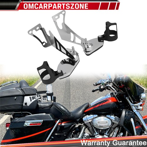 Rear Passenger Arm Rests w/ Adjustable Cup Holders For Harley Touring 1997-2013 - Picture 2 of 17