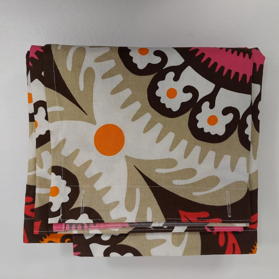 Cortina de ducha de baño retro Peri Boho Mod 72x72 rosa marrón tostado naranja algodón nueva sin etiquetas Foto 3 de 4