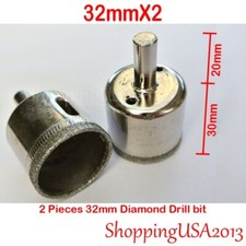 2 PCS 32mm Diamond Coated tool drill bit hole saw set glass ceramic marble