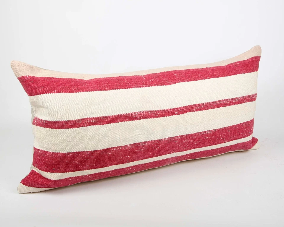 Funda de cojín de yute de lana cojines turcos vintage hechos a mano Kilim funda de almohada Foto 2 de 4