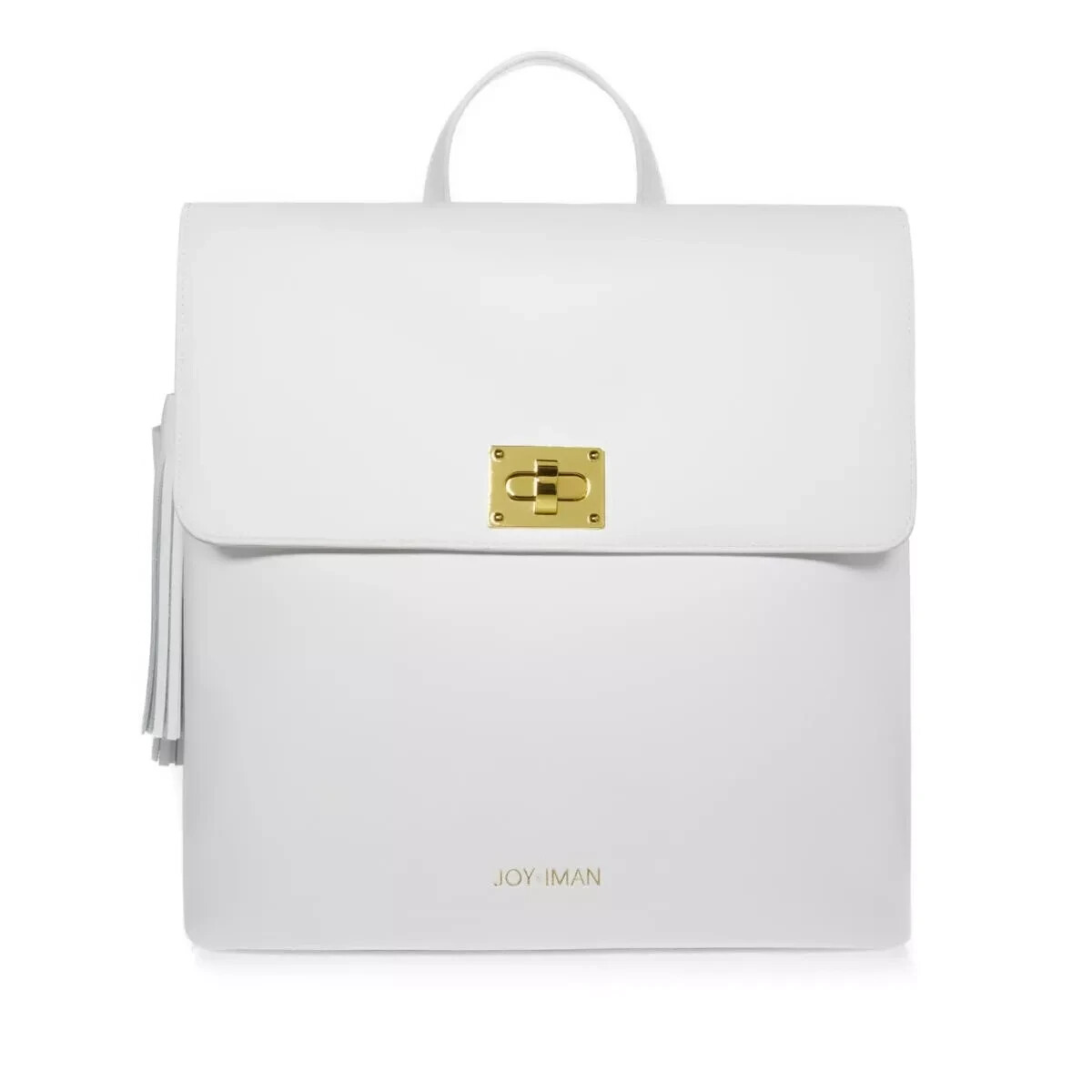 JOY & IMAN Tassel Chic Leather Backpack with RFID, White | eBay