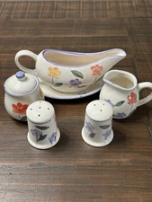 Gravy Boat, S & P Shaker, Cream & Sugar Housewares International Flower Garden