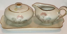 Antique Porcelain KPM Krister Creamer Open Sugar & Tray  Floral