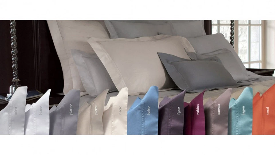 Sábana Ajustable Yves Delorme Triunfo Rojo Rey Algodón Egipcio Satén Rubino NUEVA Foto 3 de 4