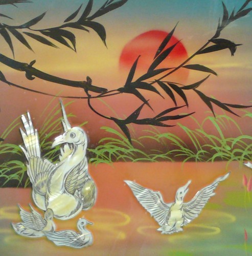 Only One! Swan Mother Of Pearl Inlay with Painting Picture PML02 - Picture 3 of 3