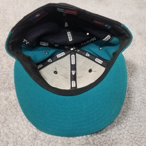 VINTAGE Seattle Mariners Hat New Era Mens 7 3/8 Fitted Cap 100% Wool Navy Teal - Picture 4 of 17