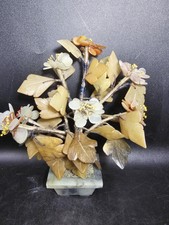 Jade Tree, Large Vintage Jade And Quartz Bonsai Tree With A Hard Stone Base