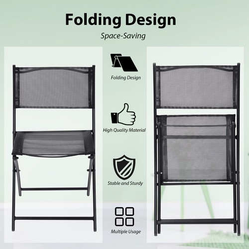 Goplus 3-tlg. Bistrogarnitur Garten Hinterhof Tisch Klappstühle Gartenmöbel - Bild 7 von 11