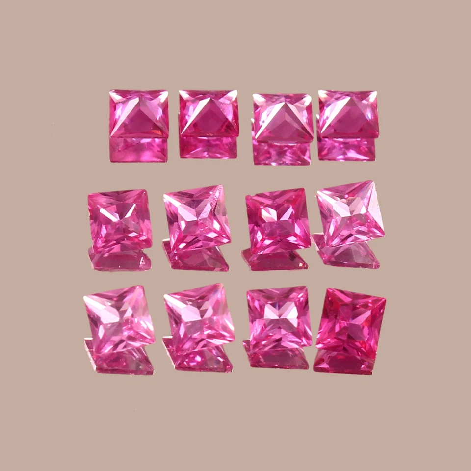 AAA Natural Ceilán Zafiro Rosa Suelto Cuadrado Corte Princesa Piedras Preciosas Lote 2 a 5MM Foto 2 de 4