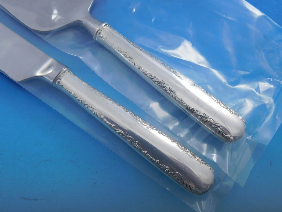 Juego de pastel de boda de plata esterlina Camellia por Gorham servidor 2 piezas hecho a medida HH Foto 4 de 4