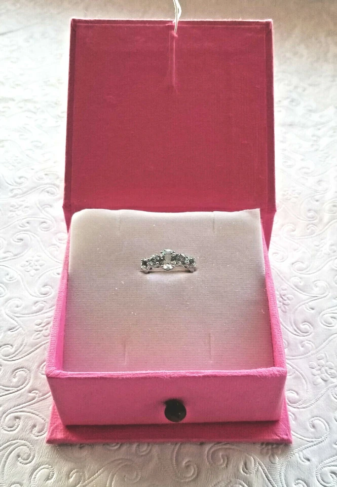 Anillo de piedras preciosas naturales aguamarina de oro blanco de 2,32 quilates para mujer - talla 6 Foto 4 de 4