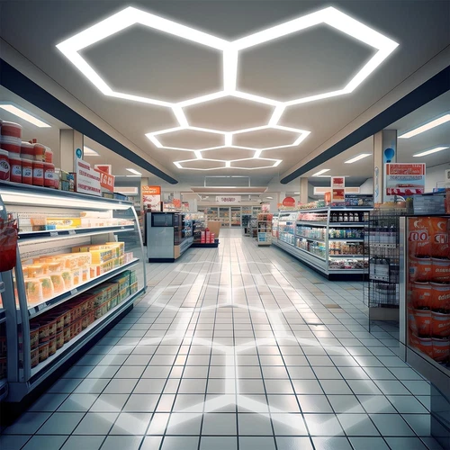 5 Illuminazione LED Esagonale Esagonale Dettagli Auto Vendita Garage Officina Casa Palestra Parete - Foto 5 di 19