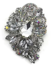 Clear Fancy Austrian Rhinestone Crystal Exquisite Wedding Brooch Pin PN 33554
