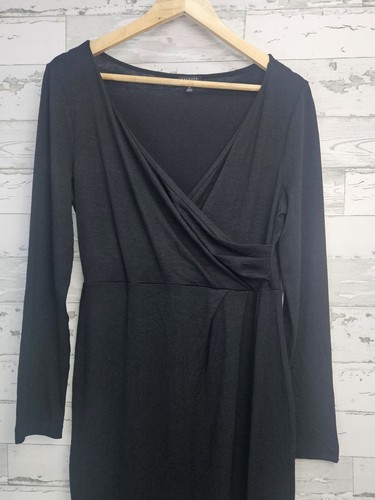 Talbots Wrap Sheath Black Dress Wool Blend Lightweight Womens Medium - Picture 3 of 8