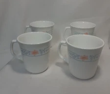 Set of 4 Corning Corelle Apricot Grove Handled Coffee Cups Mugs Microwave Safe