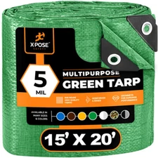 15' X 20' Green Poly Tarp Cover Tent Shelter RV Camping Tarpaulin
