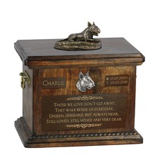 Bull Terrier VI - urn for dog ashes, urn with a statuette, personalized urn for