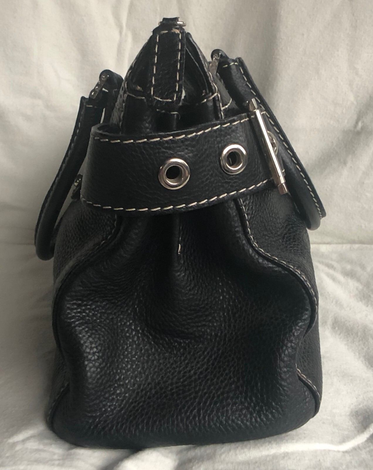 GENUINE RAFE NEW YORK BLACK LEATHER SATCHEL HANDBAG, MADE IN ITALY ...