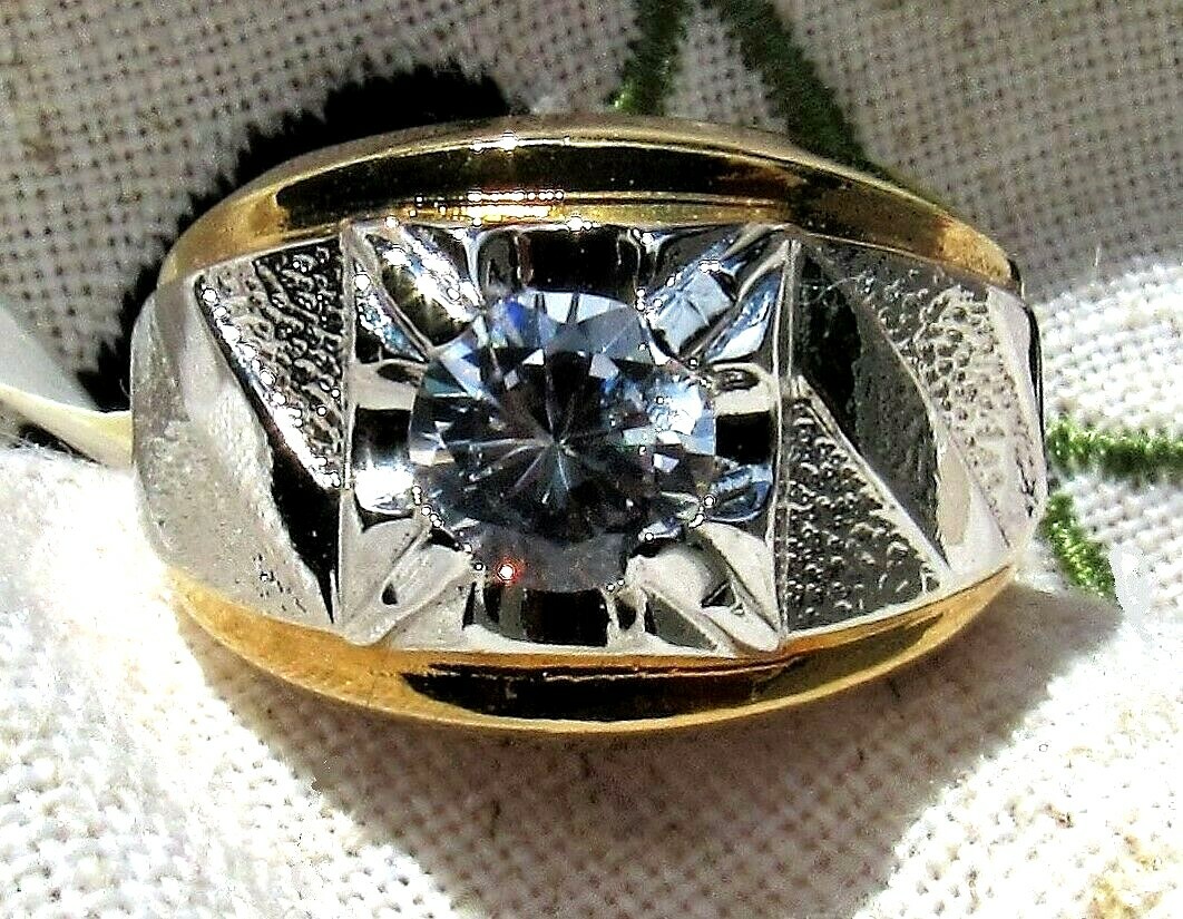 NWT Vintage Mens LIND 14K HGE LIND Cubic Zirconia Art Deco NWT Vintage Mens LIND 14K HGE LIND Cubic Zirconia Art Deco