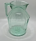 Vintage Uranium Depression Green Glass Water Pitcher 8" Tall Flower Base GLOWS!