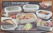 Safdie & Co Ceramic Food Storage Set With Lids Cream