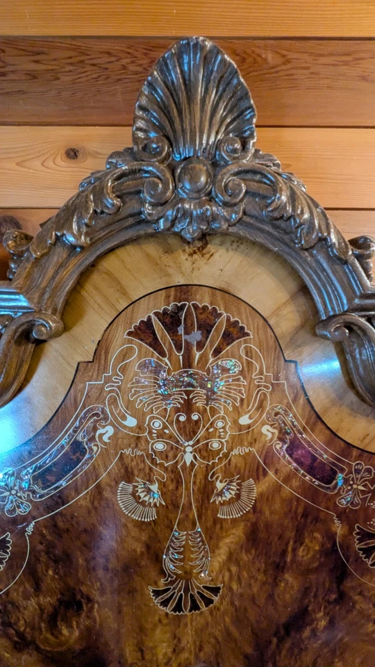 Cabeceros antiguos de hierro de imitación de madera (par) - estilo victoriano Art Nouveau ornamentado Foto 4 de 4