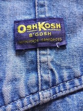 VTG 1950s OSHKOSH B'GOSH DENIM BIB OVERALLS UNION/SANFORIZED/LOGO STRAPS 34X30