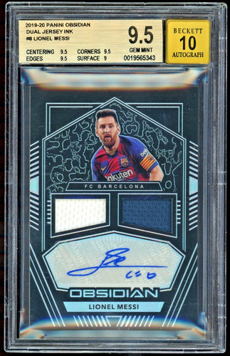 2019-20 Panini Obsidian Lionel Messi 10/15 JSY # Patch Auto BGS 9.5/10 Gem Mint