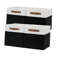  Foldable Storage Cubes Set of 4 - Organizers with 12×12×12 White&black