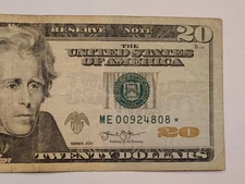 $20 Federal Reserve Star Note – Series 2013 – ME00924808– Circulated