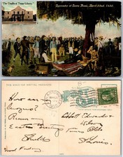 Surrender Santa Anna Texas Liberty Scene Postcard