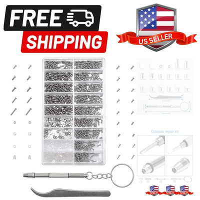#ad 1000 Pieces Stainless Steel Micro Screws Nuts Washers Glasses Sunglasses Repa... $19.31