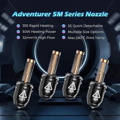 Adventurer 5M Series 3D Printer Nozzle Assembly 280  High Flow 32mm³