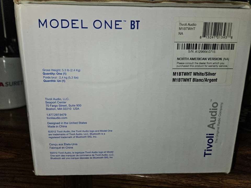 TIVOLI AUDIO MODEL ONE BT AM/FM RADIO BLUETOOTH-WHITE/SILVER BRAND NEW IN BOX! - Image 4 of 4