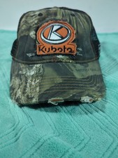 Kubota Mossy Oak Camo Distressed Strapback Hat Cap Baseball Hunting