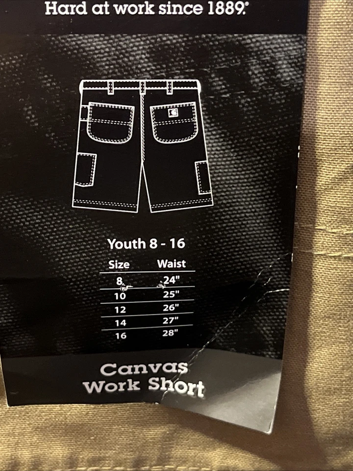 ¡NUEVO CON ETIQUETAS! Pantalones Cortos de Trabajo Carhartt Niños Talla 14 Reg Juvenil Y2K Vintage Lona Carga. ¡Nuevo! Foto 4 de 4