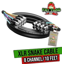 XLR Snake Cable Patch (10ft X 8 Channels) by FAT TOAD | Studio Stage, Live Sound