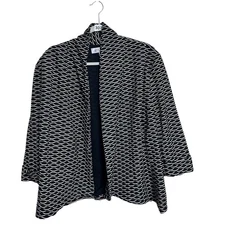 NEW Kasper Blazer Women’s 3X Black & White Lined 3/4 Sleeve Career Open Front