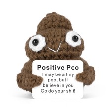 Funny Positive Poo, Cute Crochet Potato Partner Toy with Card Brown