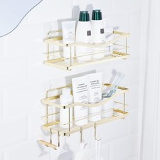 KINCMAX Shower Caddy Organizer - Self-Adhesive Wall Shelf - Stainless Steel